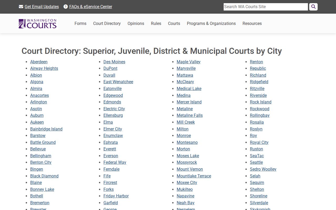Long Beach court docket route in the Washington court directory